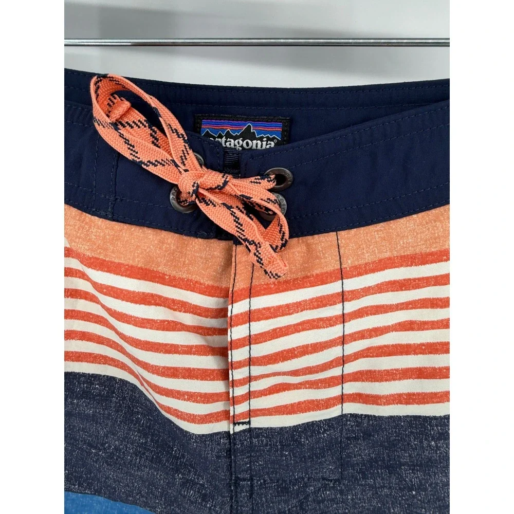 Patagonia Boys Striped Board Shorts Blue Orange Swim Trunks‎ Size 12